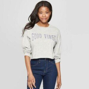 Grayson Threads "Good Vibes" Long Sleeve Crop Top - Size L